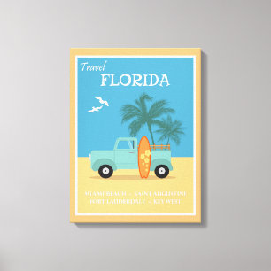Florida Beaches Vintage Leinwanddruck