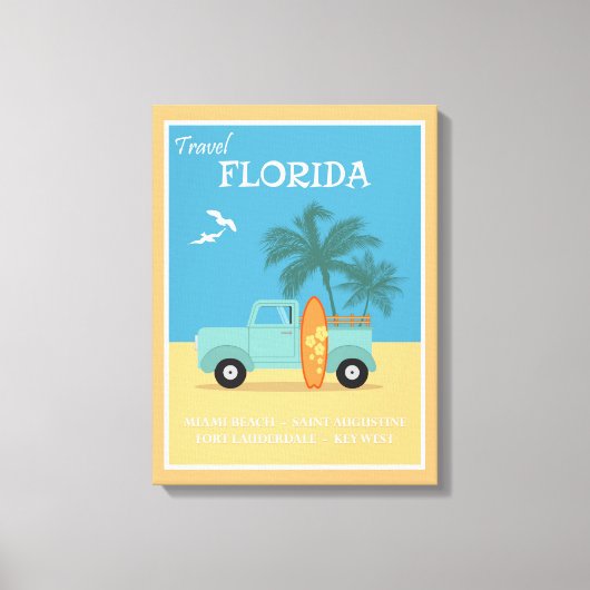 Florida Beaches Vintage Leinwanddruck (Vorderseite)