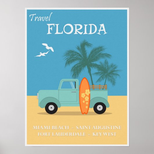 Florida Beaches Vintage Travel Poster (Vorne)
