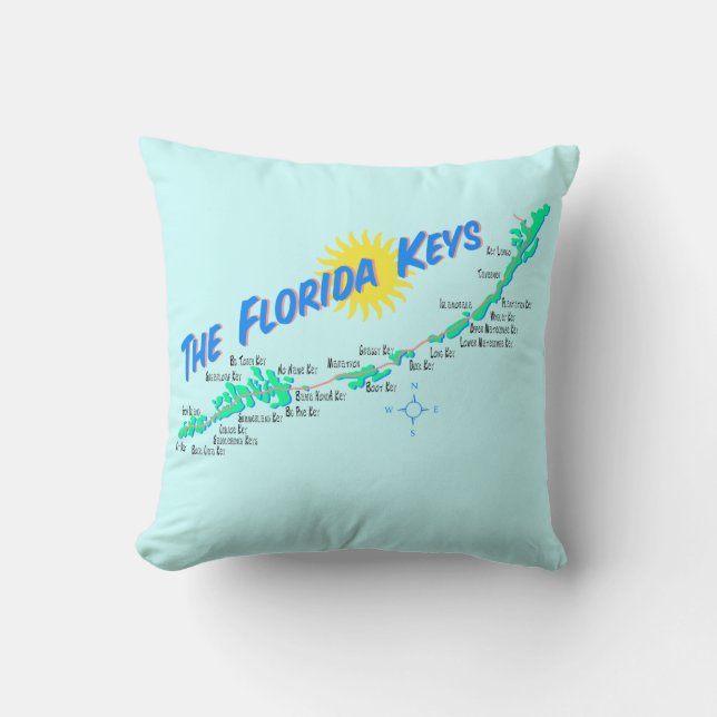 Florida befestigt Retro Illustration der Karte Kissen (Vorderseite)