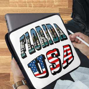 Florida-Bild und USA-Flagge-Text Laptopschutzhülle