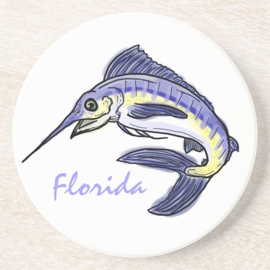 Florida blauer Marlin Drink Coaster Sandstein Untersetzer (Vorne)