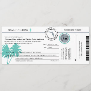 Florida Boarding Pass Hochzeit Einladung