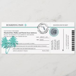 Florida Boarding Pass Hochzeit Einladung