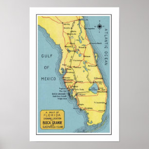 Florida Boca Grande Kartenposter Druck Poster