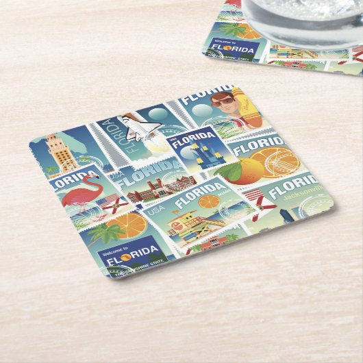 Florida-Briefmarken Rechteckiger Pappuntersetzer (angewinkelt)