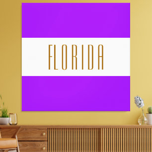 FLORIDA Bright Wide Tropical Lila White Stripes Leinwanddruck