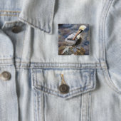 Florida Brown Pelican Stehend auf Jetty Rock Button (Beispiel)