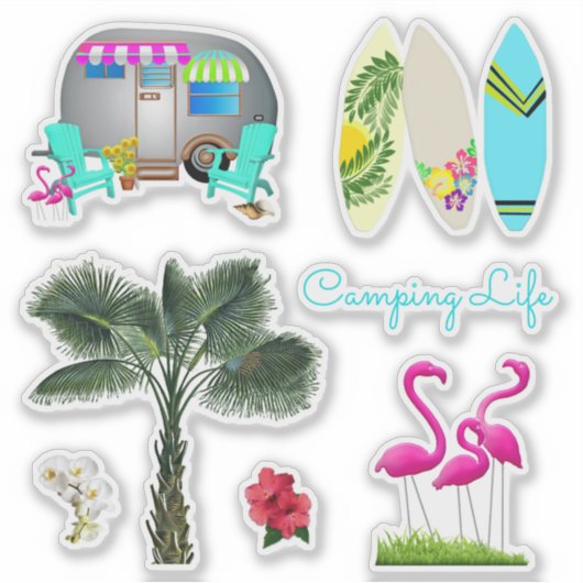 Florida Camping Tropical Shaped Scrapbook Stickers Aufkleber (Vorderseite)