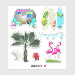 Florida Camping Tropical Shaped Scrapbook Stickers Aufkleber