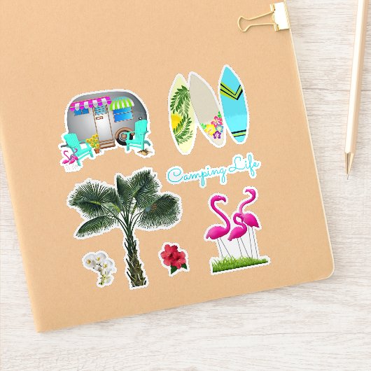 Florida Camping Tropical Shaped Scrapbook Stickers Aufkleber (Notizbuch)