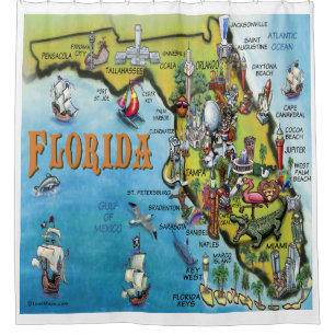 Florida-Cartoon-Karte Duschvorhang