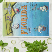 Florida-Cartoon-Karte Küchentuch (Gefaltet)