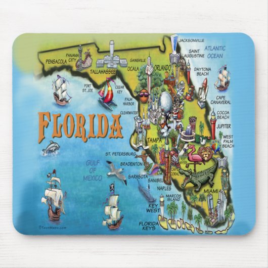 Florida-Cartoon-Karte Mousepad (Vorne)