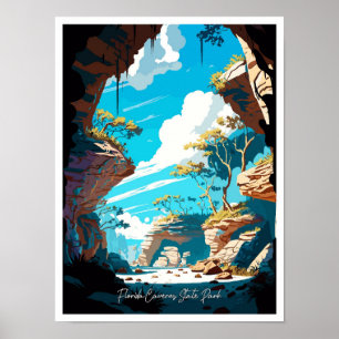 Florida Caverns Kunst Vintage Reiseillustration Poster