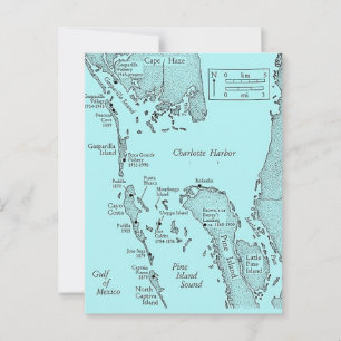 Florida Charlotte Harbour Vintage-Karte Postkarte