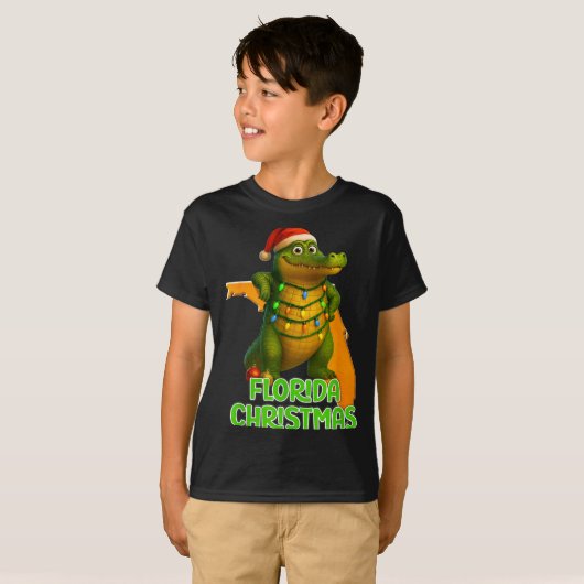 Florida Christmas Alligator Wearing Santa Hat Vaca T-Shirt (Vorne ganz)