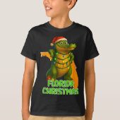 Florida Christmas Alligator Wearing Santa Hat Vaca T-Shirt (Vorderseite)