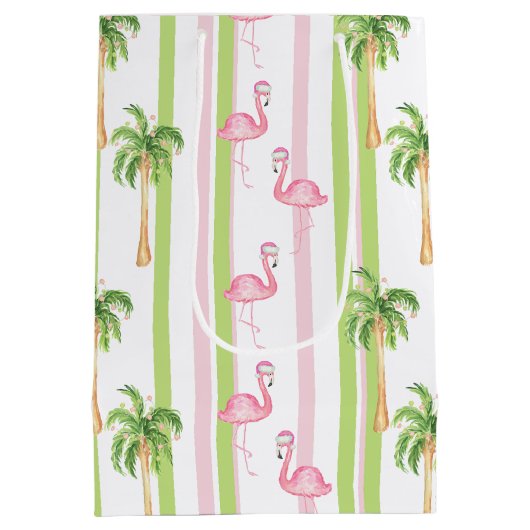 Florida Christmas Flamingo in Santa Hat Mittlere Geschenktüte (Rückseite)