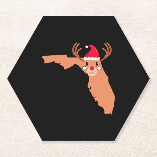 FLORIDA Christmas Hat Antler Red Nose Reindeer Untersetzer (Vorderseite)