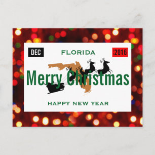 Florida Christmas Plate Personalize Feiertagspostkarte
