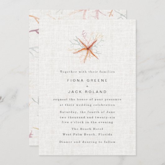 Florida Coastal Beach Wasserfarbenhochzeit Einladung (Vorne/Hinten)
