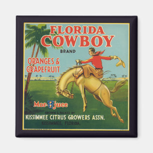 Florida Cowboy Brand Orangen und Grapefruit-Etiket Magnet