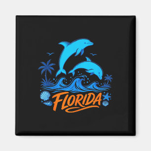 Florida-Delfine spielerische Ozeanwellen Design-Ta Magnet