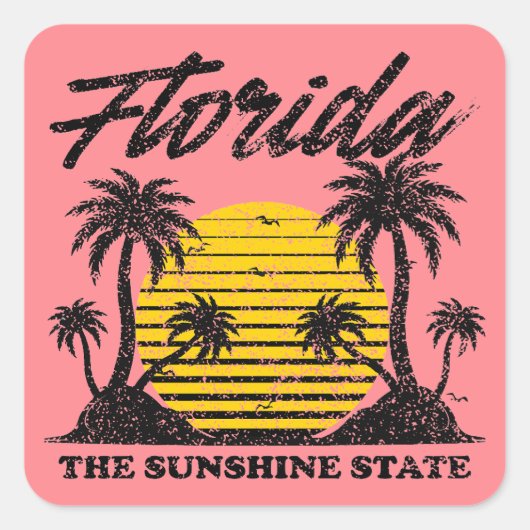Florida Der Sonnenschein-Staat Quadratischer Aufkleber (Vorderseite)
