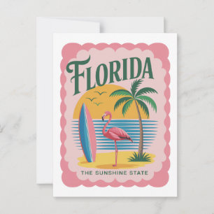 Florida Der Sonnenschein-Staat Retro-Flamingo-Stra Postkarte