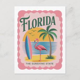Florida Der Sonnenschein-Staat Retro-Flamingo-Stra Postkarte