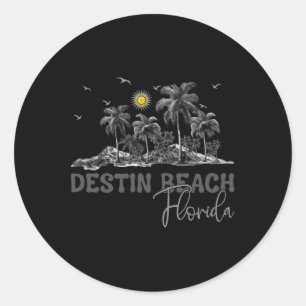 Florida Destin Beach Fl Vintage Palme Baum Männer Runder Aufkleber