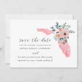 Florida. Elegante rosa Blume. Blütenfarben Save The Date (Vorderseite)