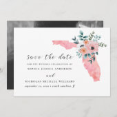 Florida. Elegante rosa Blume. Blütenfarben Save The Date (Vorne/Hinten)