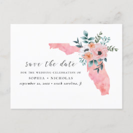 Florida. Elegante rosa Blume. Save the Date Ankündigungspostkarte