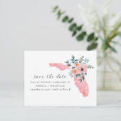Florida. Elegante rosa Blume. Save the Date Ankündigungspostkarte (Stehend Vorderseite)