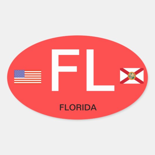 Florida* Euro-Style Oval Autoaufkleber Ovaler Aufkleber (Vorderseite)