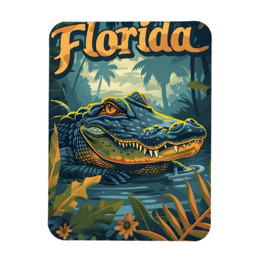 Florida Everglades Alligator Vintag Magnet (Vertikal)