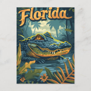 Florida Everglades Alligator Vintage Postkarte
