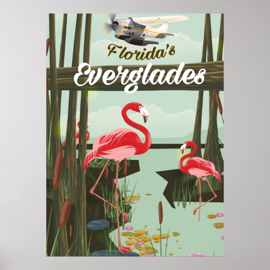 Florida Everglades Cartoon Travel Poster (Vorne)