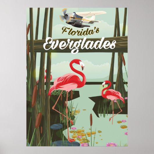 Florida Everglades Cartoon Travel Poster (Vorne)