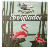 Florida Everglades Cartoon Travel Poster Fliese (Vorderseite)