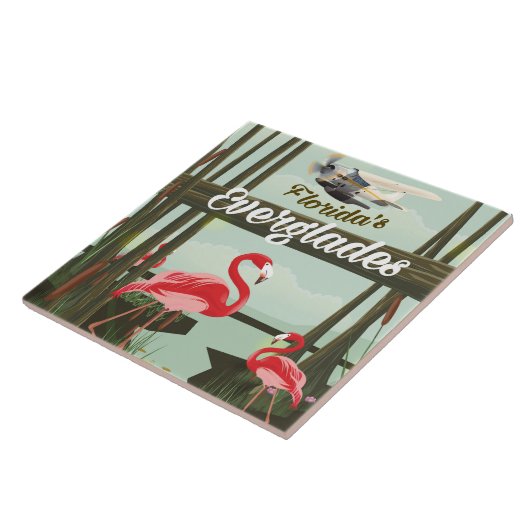 Florida Everglades Cartoon Travel Poster Fliese (Seite)