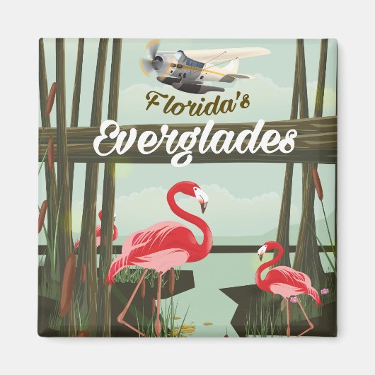 Florida Everglades Cartoon Travel Poster Magnet (Vorne)