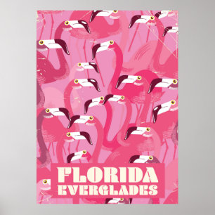 Florida Everglades Flamingo Vintage-Reiseplakat Poster