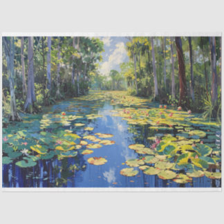Florida Everglades River Trees Painting Decoupage Seidenpapier