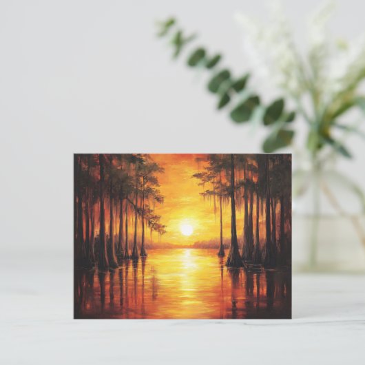 Florida Everglades Sunset Landscape Painting Postkarte (Stehend Vorderseite)
