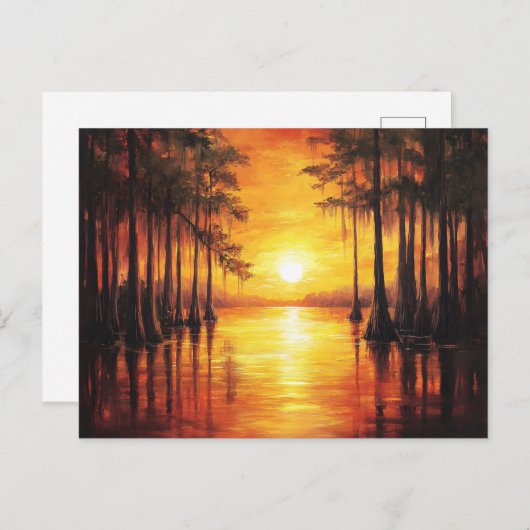 Florida Everglades Sunset Landscape Painting Postkarte (Vorne/Hinten)