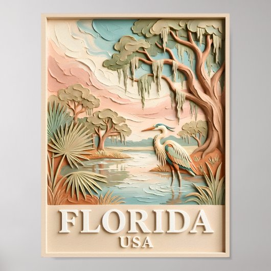 Florida Everglades Wildtier Vogel Textur Landschaf Poster (Vorne)