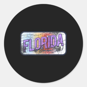 Florida Fl Summer Miami Vibes Beach Sunshine Staat Runder Aufkleber
